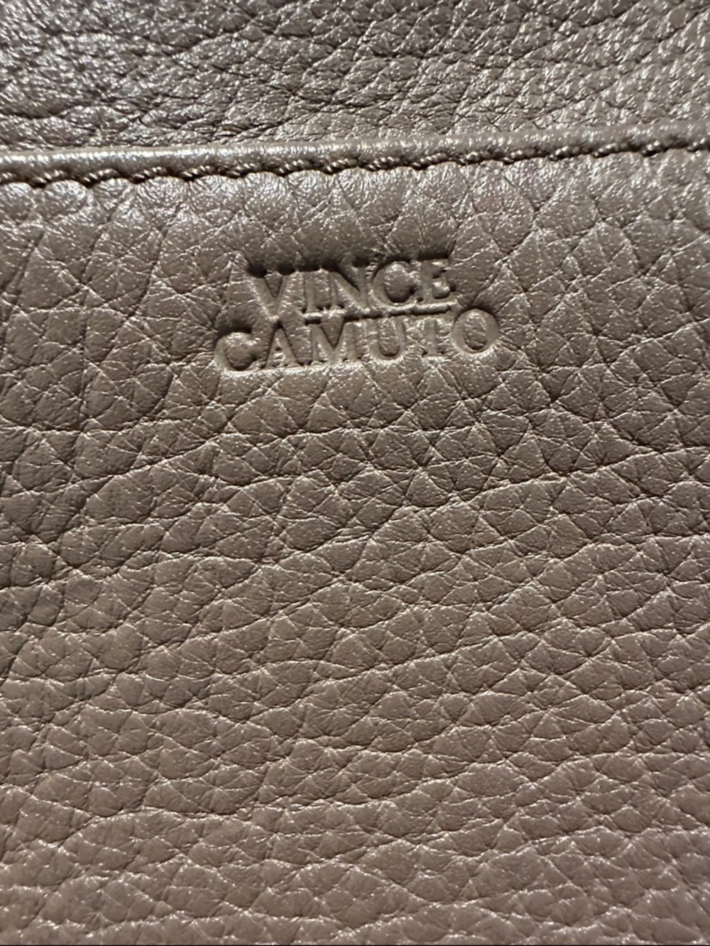 Vince Camuto Taupe Pebble Leather Crossbody Saddle Bag - Picture 2 of 14